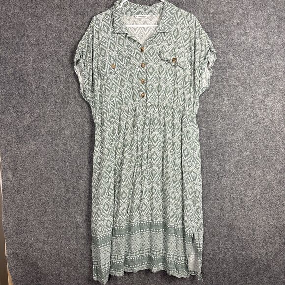 Lucky Brand Dresses & Skirts - Lucky Brand Dress Womens Size 1X Green Cottagecore Safari Nature